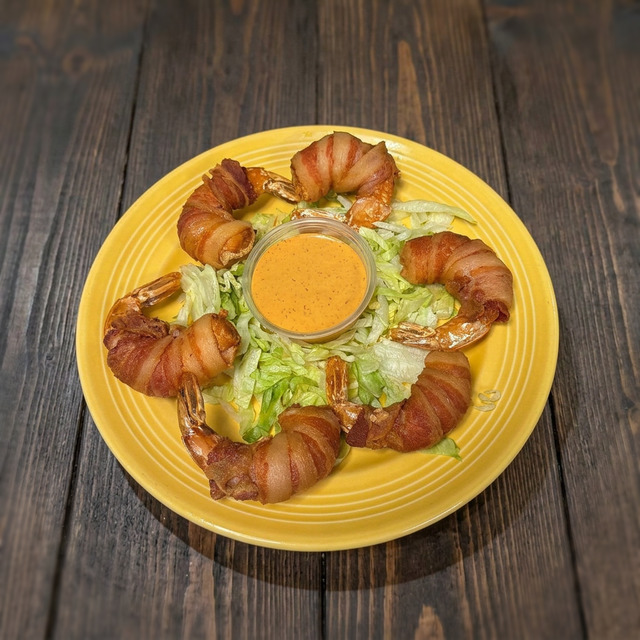 Bacon Wrapped Shrimp.