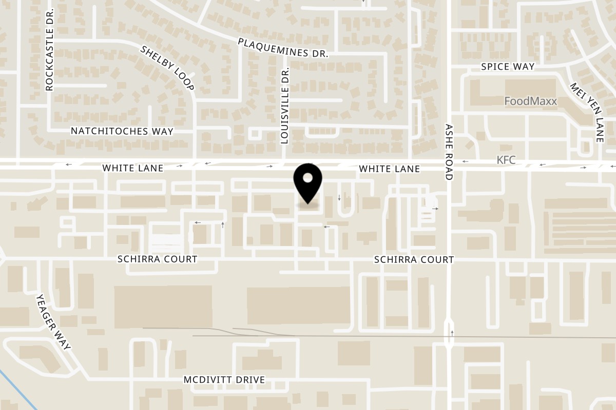 Map showing the location of La Cabaña Mexican Restaurant on 6725 White Ln in Bakersfield